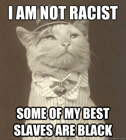 I am not racist Some of my best slaves are black  Aristocat