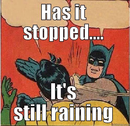 STILL RAINING - HAS IT STOPPED.... IT'S STILL RAINING Batman Slapping Robin