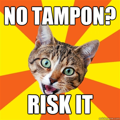 no tampon? risk it - no tampon? risk it  Bad Advice Cat