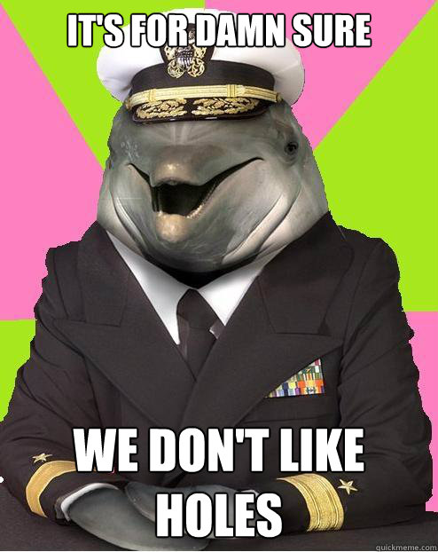 IT'S FOR DAMN SURE WE DON'T LIKE HOLES  Admiral commander dolphin