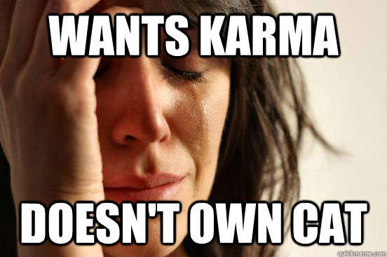 Wants Karma Doesn't own cat - Wants Karma Doesn't own cat  First World Problems