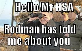        HELLO MR NSA        RODMAN HAS TOLD ME ABOUT YOU  Misc