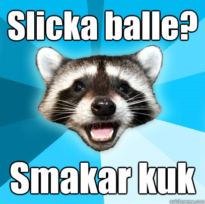 Slicka balle? Smakar kuk  Lame Pun Coon