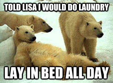 Told Lisa I would do laundry  Lay in bed all day  