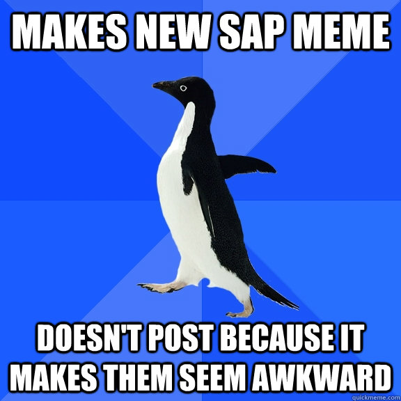 makes new sap meme doesn't post because it makes them seem awkward - makes new sap meme doesn't post because it makes them seem awkward  Socially Awkward Penguin