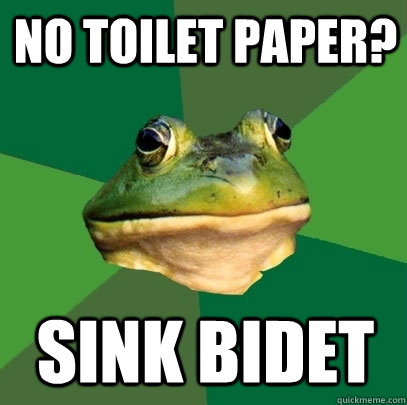 no toilet paper? sink bidet  Foul Bachelor Frog