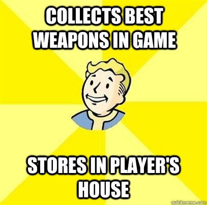 Collects best weapons in game Stores in player's house - Collects best weapons in game Stores in player's house  Fallout 3