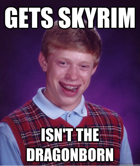 Gets SKYRIM ISN'T THE DRAGONBORN  Bad Luck Brian