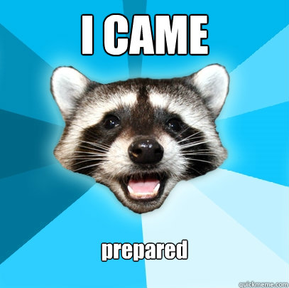 I CAME prepared  Lame Pun Coon