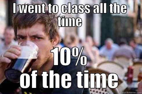 I WENT TO CLASS ALL THE TIME 10% OF THE TIME Lazy College Senior