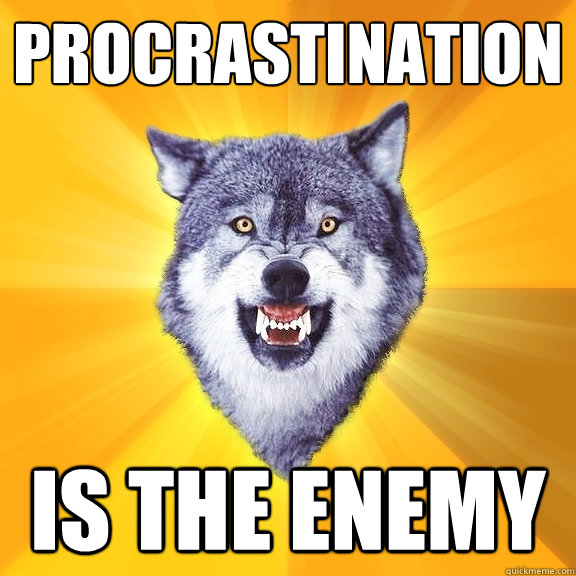 PROCRASTINATION IS THE ENEMY  Courage Wolf