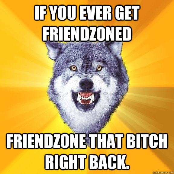 if you ever get friendzoned friendzone that bitch right back.  Courage Wolf