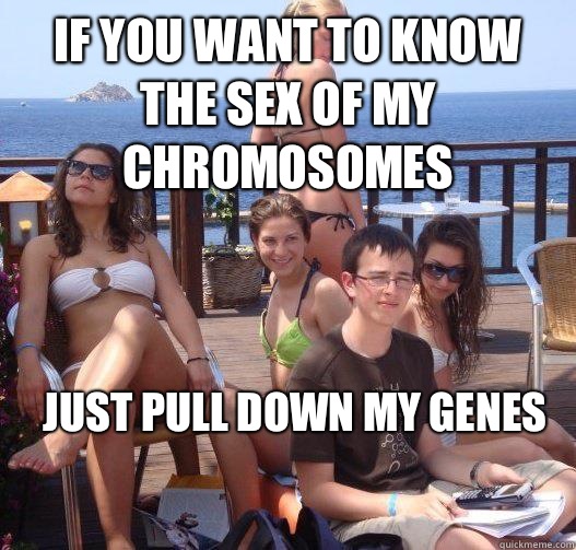 If you want to know the sex of my chromosomes Just pull down my genes  Priority Peter