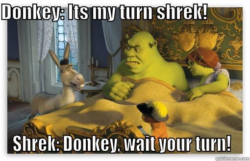 DONKEY: ITS MY TURN SHREK!                   SHREK: DONKEY, WAIT YOUR TURN!  Misc