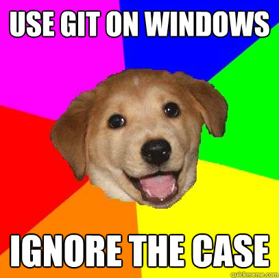 USE GIT ON WINDOWS IGNORE THE CASE  Advice Dog