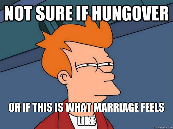 Not sure if hungover or if this is what marriage feels like  Futurama Fry