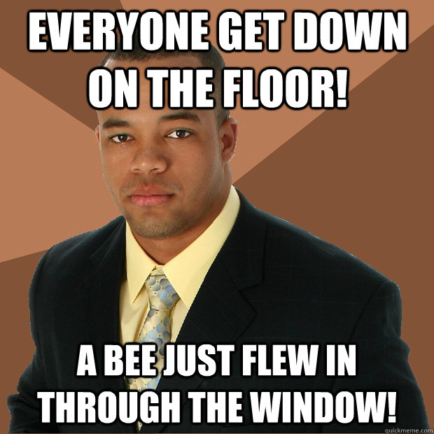 everyone get down on the floor! a bee just flew in through the window!  Successful Black Man