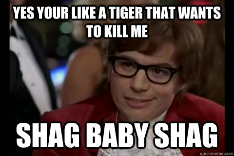 yes your like a tiger that wants to kill me  shag baby shag   Dangerously - Austin Powers