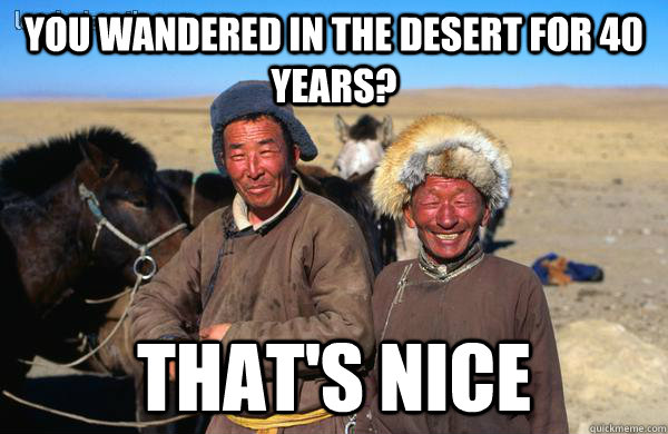 you wandered in the desert for 40 years? that's nice - you wandered in the desert for 40 years? that's nice  Misc