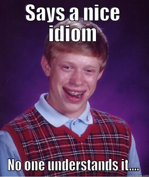 SAYS A NICE IDIOM NO ONE UNDERSTANDS IT.... Bad Luck Brian