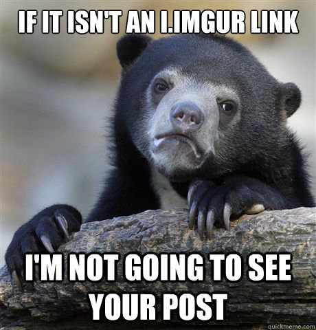 if it isn't an i.imgur link i'm not going to see your post  Confession Bear