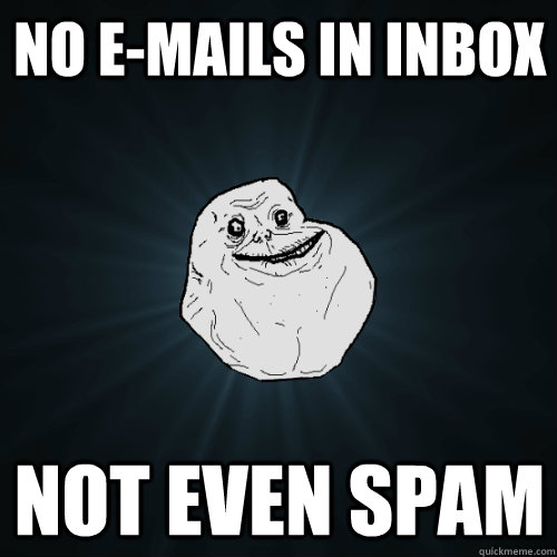 no e-mails in inbox not even spam  Forever Alone