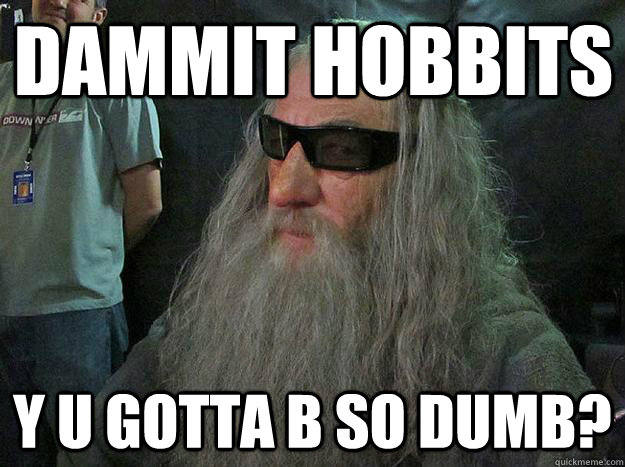 Dammit hobbits Y u gotta b so dumb?  Badass Gandalf