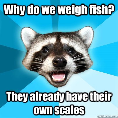 Why do we weigh fish? They already have their own scales  Lame Pun Coon