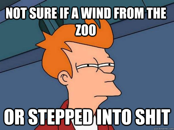 Not sure if a wind from the zoo or stepped into shit  Futurama Fry