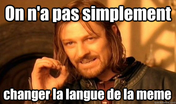 On n'a pas simplement changer la langue de la meme  One Does Not Simply