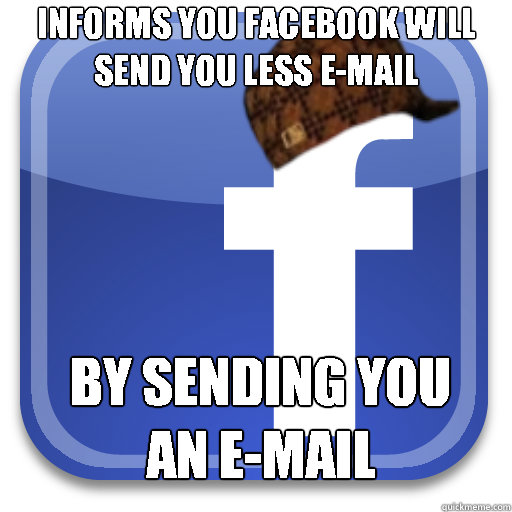 Informs you Facebook will send you less e-mail by sending you an e-mail  