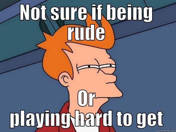 Not sure if serious - NOT SURE IF BEING RUDE OR PLAYING HARD TO GET Futurama Fry