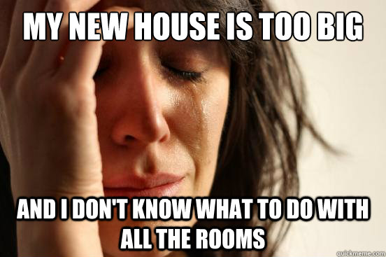 My new house is too big and i don't know what to do with all the rooms  First World Problems