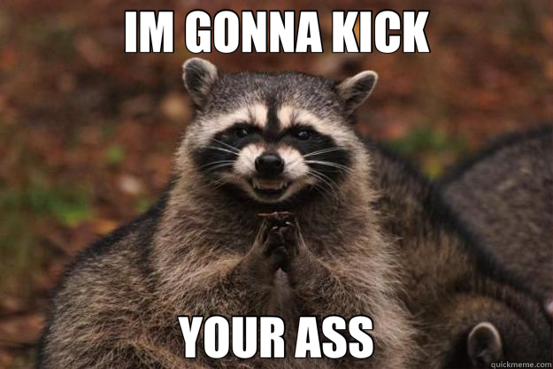 IM GONNA KICK YOUR ASS - IM GONNA KICK YOUR ASS  Evil Plotting Raccoon