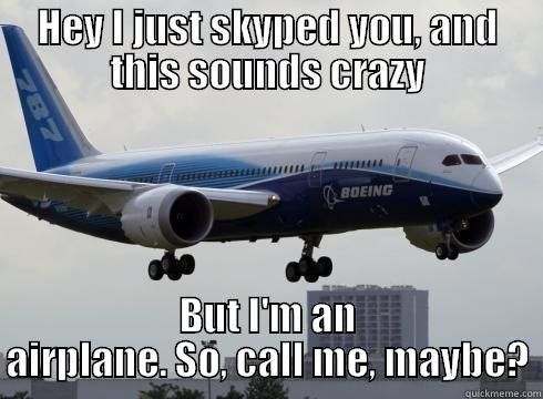 HEY I JUST SKYPED YOU, AND THIS SOUNDS CRAZY BUT I'M AN AIRPLANE. SO, CALL ME, MAYBE? Misc