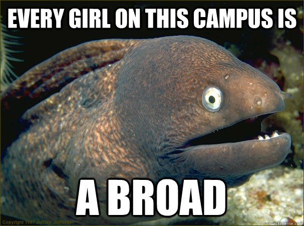 every girl on this campus is a broad  Bad Joke Eel