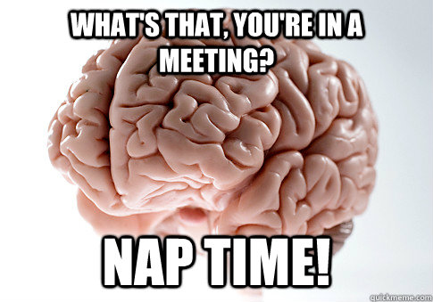 what's that, you're in a meeting? nap time!  Scumbag Brain