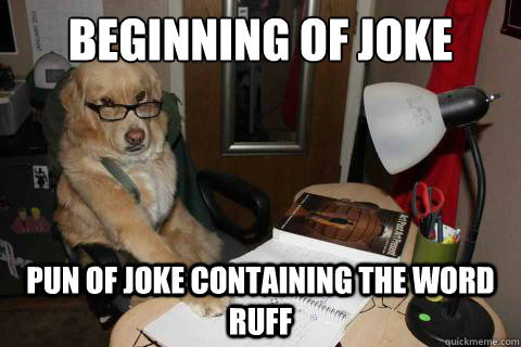 Beginning of joke Pun of joke containing the word ruff  Financial Advice Dog