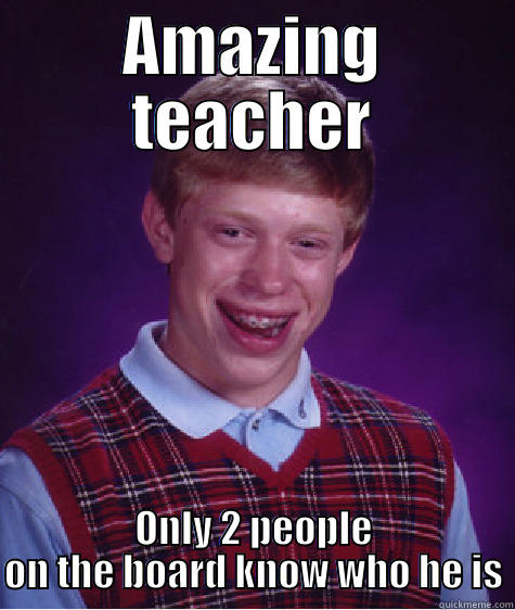 AMAZING TEACHER ONLY 2 PEOPLE ON THE BOARD KNOW WHO HE IS Bad Luck Brian