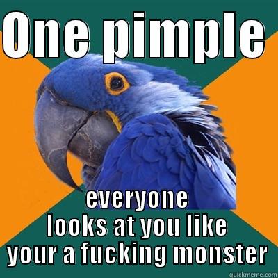 ONE PIMPLE  EVERYONE LOOKS AT YOU LIKE YOUR A FUCKING MONSTER Paranoid Parrot