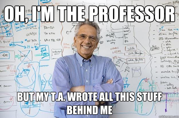 Oh, I'm the Professor But my T.A. wrote all this stuff behind me  Engineering Professor