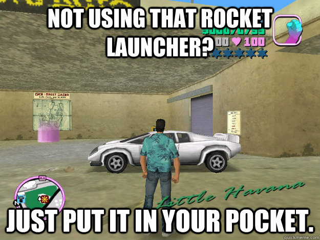 Not using that rocket launcher? Just put it in your pocket.  