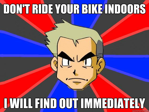 Don't ride your bike indoors I will find out immediately - Don't ride your bike indoors I will find out immediately  Professor Oak