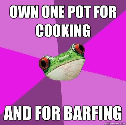 Own one pot for cooking AND for barfing  Foul Bachelorette Frog