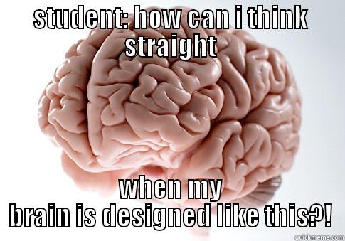 think brainy babe - STUDENT: HOW CAN I THINK STRAIGHT WHEN MY BRAIN IS DESIGNED LIKE THIS?! Scumbag Brain