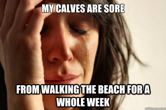 My calves are sore From walking the beach for a whole week  First World Problems