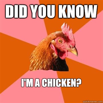 Did you know I'm a chicken?
  Anti-Joke Chicken