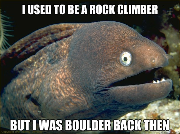 I used to be a rock climber But I was boulder back then  Bad Joke Eel