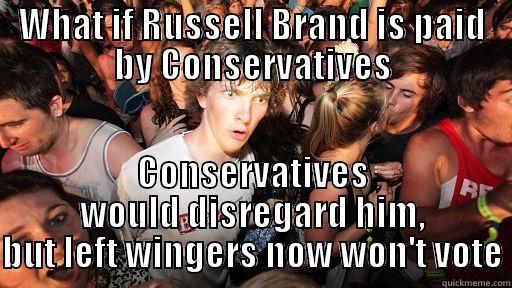 The Brand Conspiracy  - WHAT IF RUSSELL BRAND IS PAID BY CONSERVATIVES CONSERVATIVES WOULD DISREGARD HIM, BUT LEFT WINGERS NOW WON'T VOTE Sudden Clarity Clarence