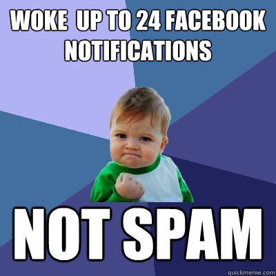 woke  up to 24 facebook notifications not spam  Success Kid